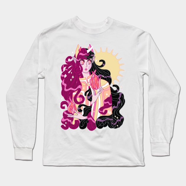 Flame Daemon Long Sleeve T-Shirt by DajonAcevedo